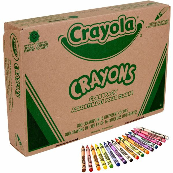 Crayola 16-Color Crayon Classpack - Black, Blue, Brown, Green, Orange, Red-violet, Yellow, Green Blue, Blue-violet, Carnation Pink, Red Orange, ... - 800 / Box