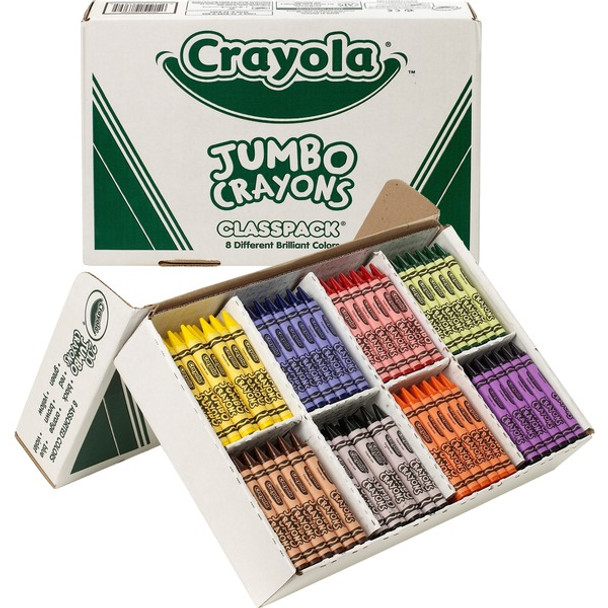 Crayola 8-Color Jumbo Crayon Classpack - 5" Length - 0.5" Diameter - Assorted - 200 / Box