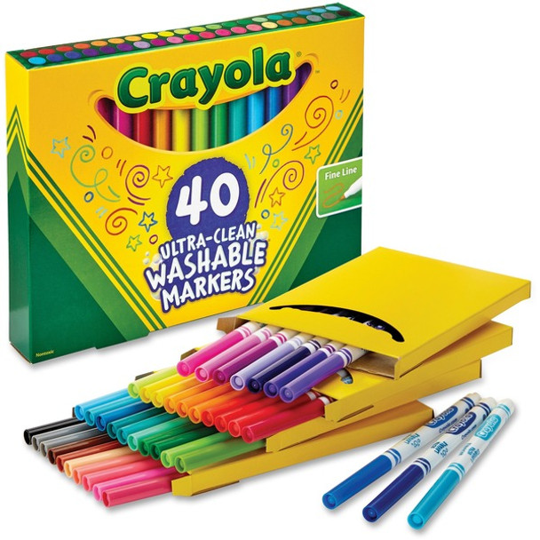 Crayola Ultra-Clean Washable Markers - Assorted - 40 / Set