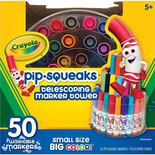 Crayola Pip-Squeaks Telescoping Marker Tower Washable Markers - Short, washable Pip-Squeaks markers come in a handy 3-tiered desktop display.