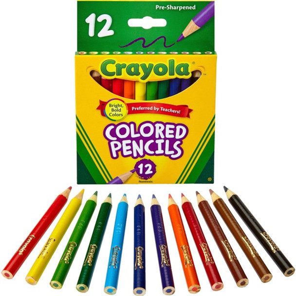 Crayola 12 Color Colored Pencils - 3.3 mm Lead Diameter - Violet Lead - Black Wood, Blue, Green, Brown, Orange, Red, Sky Blue, Violet, Yellow, Red Orange, Yellow Green, ... Barrel - 12 / Set