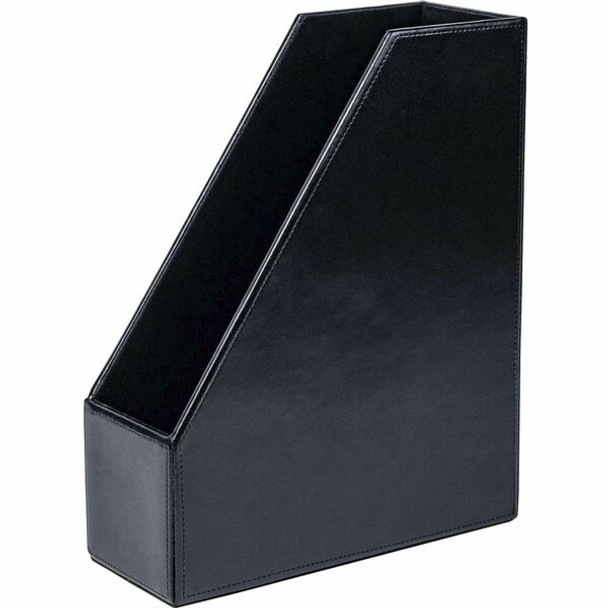 Dacasso Bonded Leather Magazine Rack - 12.5" Height x 4" Width x 10.1" DepthDesktop - Black - Leather - 1 Each