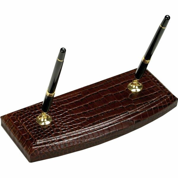 Dacasso Double Pen Stand - Leather - Brown