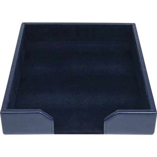 Dacasso Desk Tray with Lid - Leather - Blue