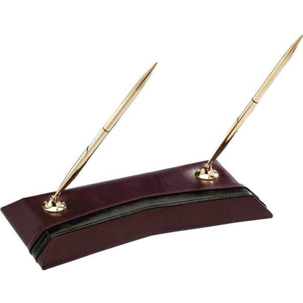 Dacasso Double Pen Stand - Leather - Burgundy