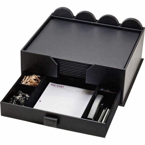 Dacasso Leather Combination Conference Room Set - 12" Height x 16" Width x 18" DepthDesktop - Black - Leather - 1 Each