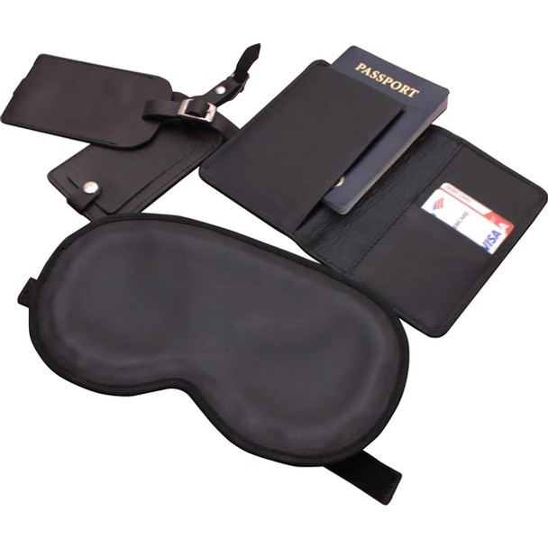 Dacasso Leather Travel Accessory Set - Leather - Black - 1 Each