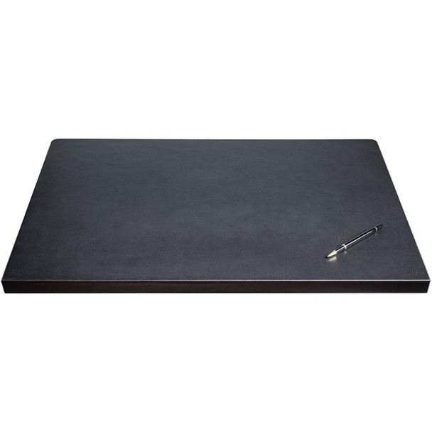 Dacasso Leather Fixation Lip Desk Mat - Rectangular - 30" Width - Top Grain Leather, Velveteen - Black
