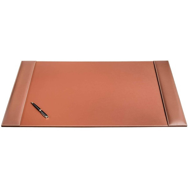 Dacasso Rustic Leather Side-Rail Desk Pad - Rectangular - 34" Width x 20" Depth - Felt - Top Grain Leather - Rustic Brown