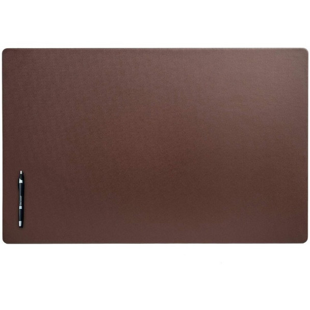 Dacasso Leatherette Desk Mat - Rectangular - 34" Width - Leatherette, Velveteen - Chocolate Brown