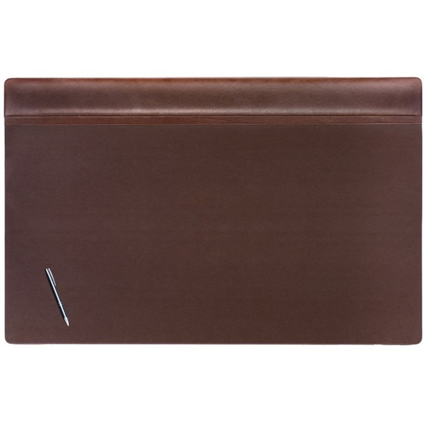 Dacasso Leather Top-Rail Desk Pad - Rectangular - 38" Width - Top Grain Leather, Leatherette - Chocolate Brown