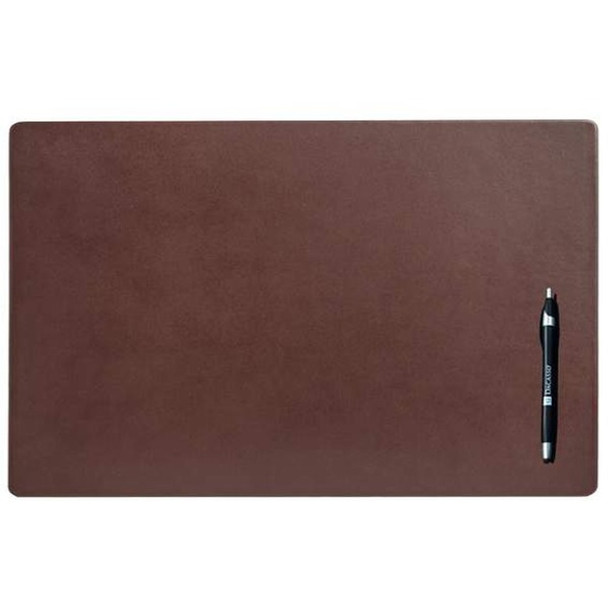 Dacasso Leather Conference Table Pad - Rectangular - 22" Width - Top Grain Leather, Velveteen - Chocolate Brown