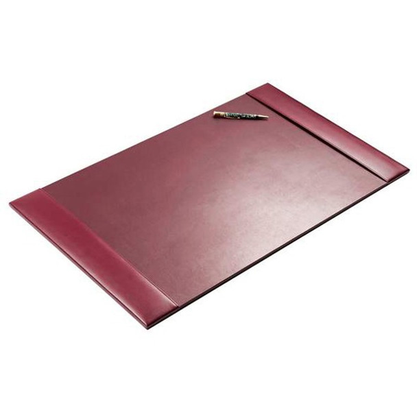 Dacasso Bonded Leather Desk Pad - Rectangular - 30" Width - Bonded Leather, Velveteen - Burgundy