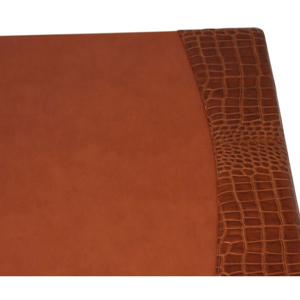 Protacini Cognac Brown Italian Patent Leather 34" x 20" Side-Rail Desk Pad - Rectangular - 34" Width - Italian Leather, Velveteen - Cognac Brown