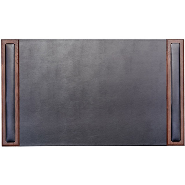 Dacasso Walnut & Leather Side-Rail Desk Pad - 20.50" Width - Leather - Brown - 1Each