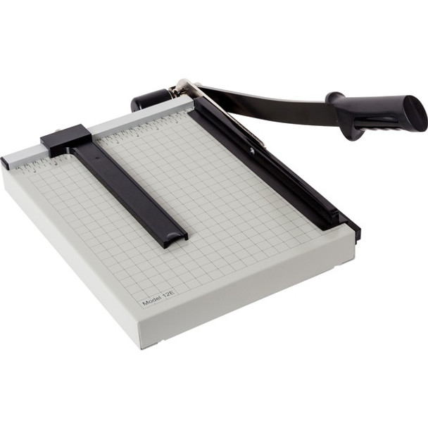 Dahle NA Vantage Guillotine Paper Trimmer - 15 Sheet Cutting Capacity - 12" Cutting Length - Sturdy, Spring-action Handle, Adjustable Back Stop, Alignment Grid - Metal - Gray - 10.3" Length - 1 / Carton