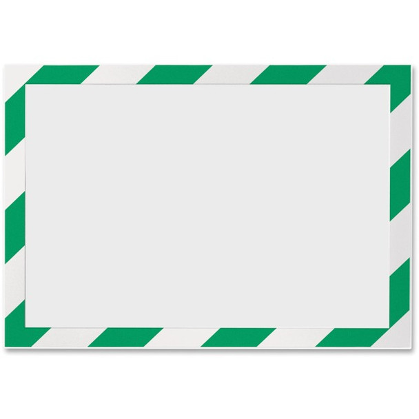 DURABLE&reg; DURAFRAME&reg; SECURITY Self-Adhesive Magnetic Letter Sign Holder - Holds Letter-Size 8-1/2" x 11" , Green/White, 2 Pack