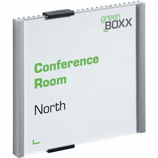 DURABLE&reg; Wall Mounted INFO SIGN - 6-1/8" x 6-1/80" - Square Shape - Acrylic, Aluminum - Easy To Update - Silver - 1 Pack