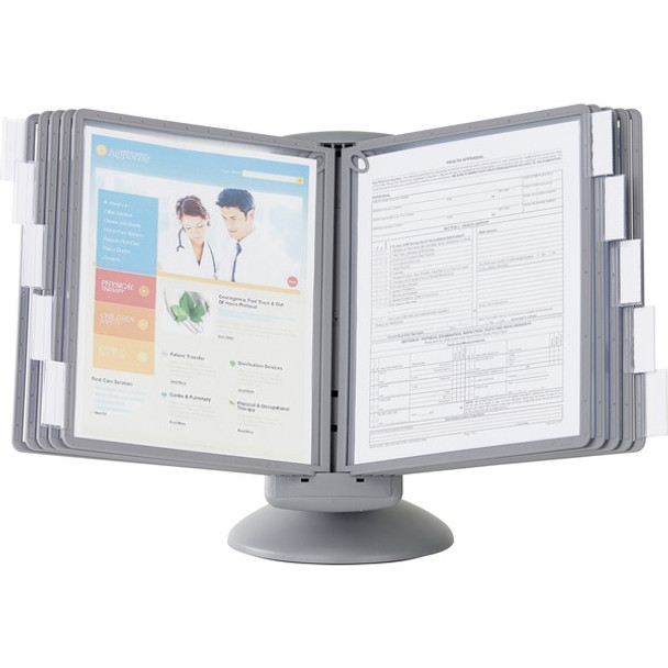 DURABLE&reg; SHERPA&reg; Motion Reference Display System - Desktop - 360&deg; Rotation - 10 Double Sided Panels - Letter Size - Anti-Flective/Non-Glare - Assorted Colors