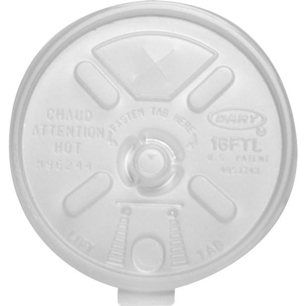 Dart Lift-n-lock Fold Tab Lids - Round - Plastic - 10 / Carton - 100 Per Bag - White