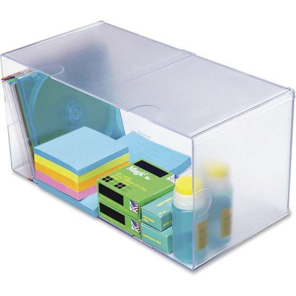 Deflecto Stackable Cube Organizer - 1 Compartment(s) - 6" Height x 12" Width x 6" Depth - Stackable, Sturdy, Removable Divider, Removable Drawer - Clear - Plastic - 1 Each