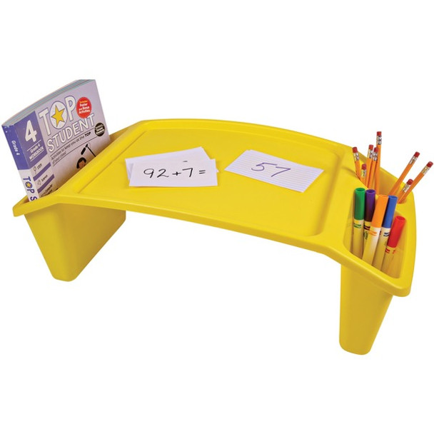 Deflecto Antimicrobial Kids Lap Tray - Supplies, Paper, Book, Pencil, Crayon, Mobile Device, Decoration/Activity - 8.53"Height x 23.35"Width x 12"Depth - Yellow - Polypropylene, Plastic