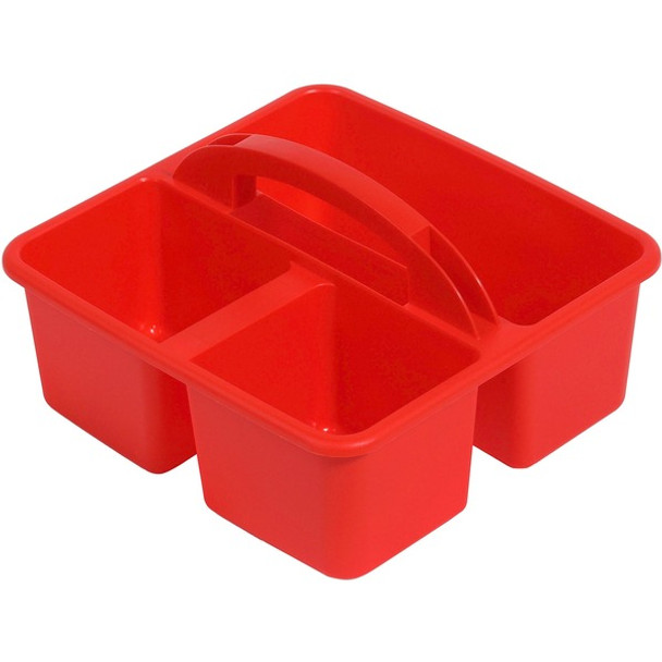 Deflecto Antimicrobial Kids Storage Caddy - 3 Compartment(s) - 5.3" Height x 9.4" Width x 9.3" Depth - Antimicrobial, Lightweight, Portable, Mold Resistant, Mildew Resistant, Durable, Washable, Stackable - Red - Polypropylene - 1 Each