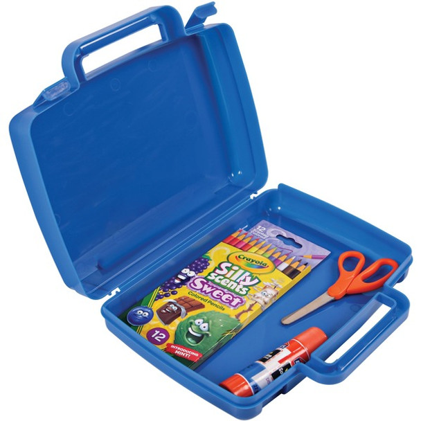 Deflecto Antimicrobial Storage Case Blue - External Dimensions: 8.6" Width x 10.2" Depth x 2.7" Height - Snap-tight Closure - Plastic - Blue - For Photo, Art/Craft Supplies