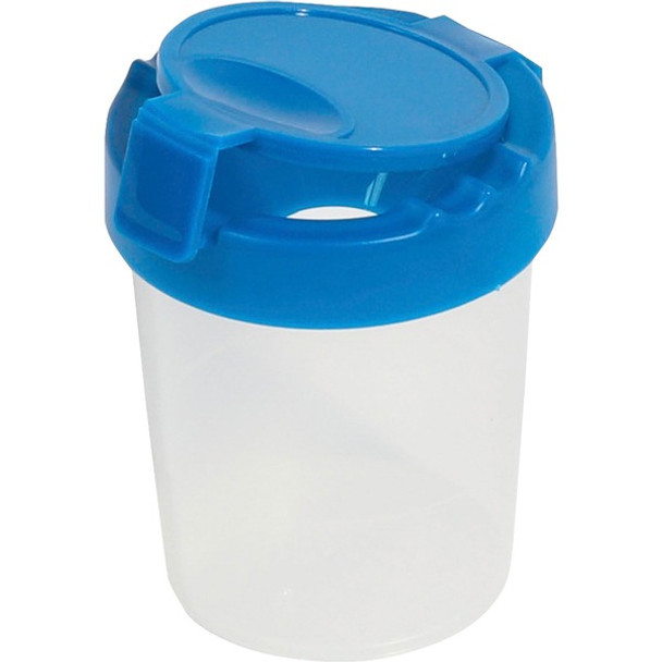 Deflecto Antimicrobial Kids No Spill Paint Cup Blue - Paint, Brush - 3.93"Height x 3.46"Width x 3.93"Depth - 1 Each - Blue - Plastic, Polypropylene