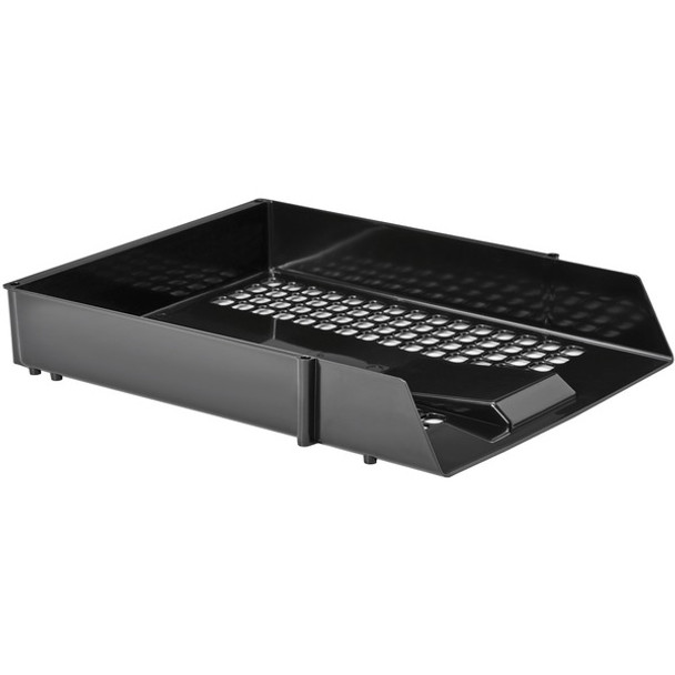 Deflecto AntiMicrobial Industrial Front-Load Tray - 2.4" Height x 10.8" Width x 13.8" DepthDesktop - Antimicrobial, Lightweight, Mildew Resistant, Front Loading - Black - Polystyrene