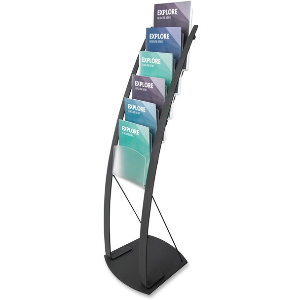 Deflecto Contemporary Floor Display - 6 Compartment(s) - Compartment Size 1.45" - 49" Height x 13" Width x 16.5" DepthFloor - Black - Metal - 1 Each