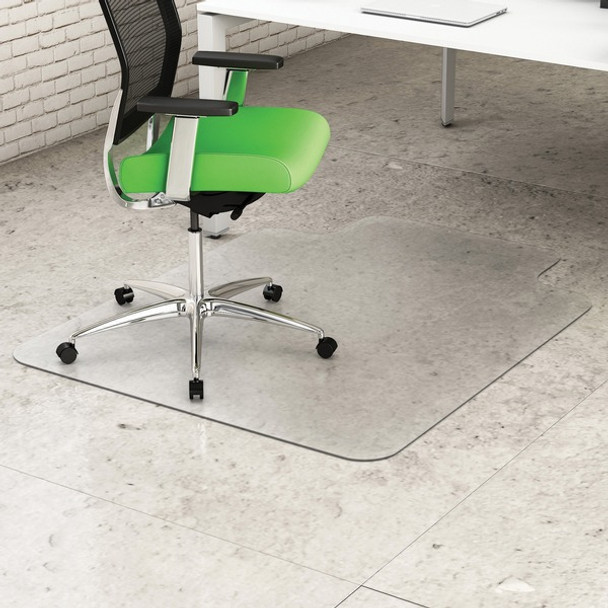 Deflecto Earth Source Hard Floor Chair Mat - Commercial, Carpet, Hard Floor - 53" Length x 45" Width x 0.10" Thickness - Lip Size 12" Length x 25" Width - Clear - 1Each