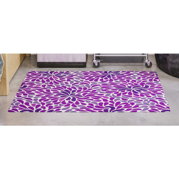 Deflecto FashionMat Purple Rain Chair Mat - Home, Office, Classroom, Hard Floor, Pile Carpet, Dorm Room - 40" Length x 35" Width x 50 mil Thickness - Rectangular - Purple Rain - Vinyl - Multicolor - 1 / Carton