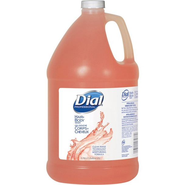 Dial Professional Hair + Body Wash - Peach ScentFor - 1 gal (3.8 L) - Body, Hair, Skin - Peach - pH Balanced, Rich Lather - 4 / Carton