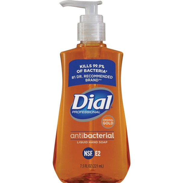 Dial Gold Antibacterial Liquid Hand Soap - 7.5 fl oz (221.8 mL) - Push Pump Dispenser - Dirt Remover, Kill Germs - Skin, Hand - Antibacterial - 1 Each