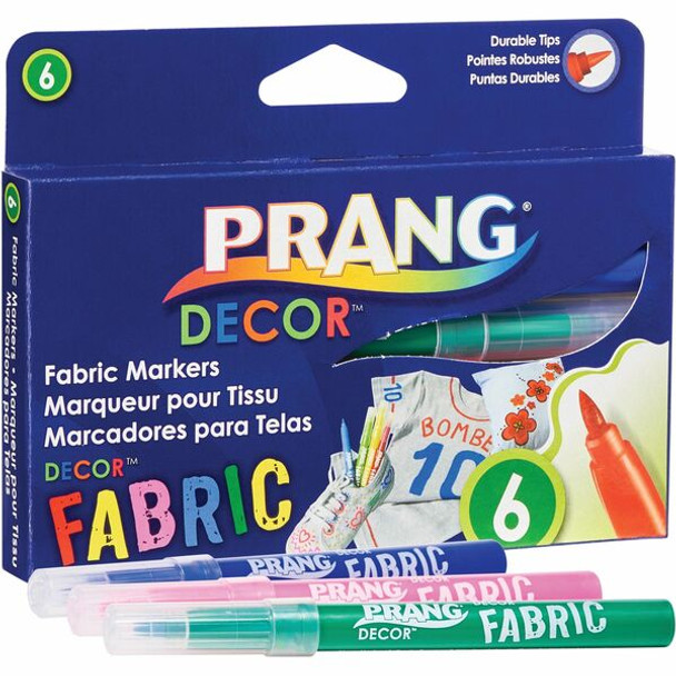 Prang Decor Fabric Markers - Brush Marker Point Style - Assorted - 6 / Set