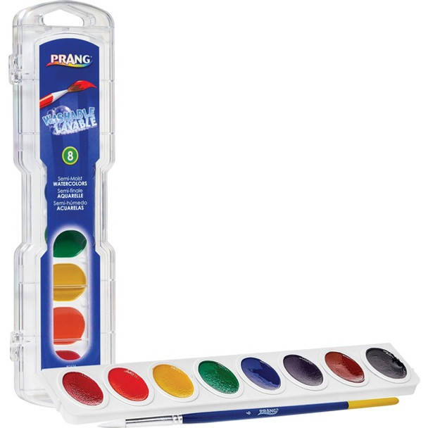 Prang Semi-Moist Washable Watercolors - 0.10 fl oz - 8 / Set - Assorted