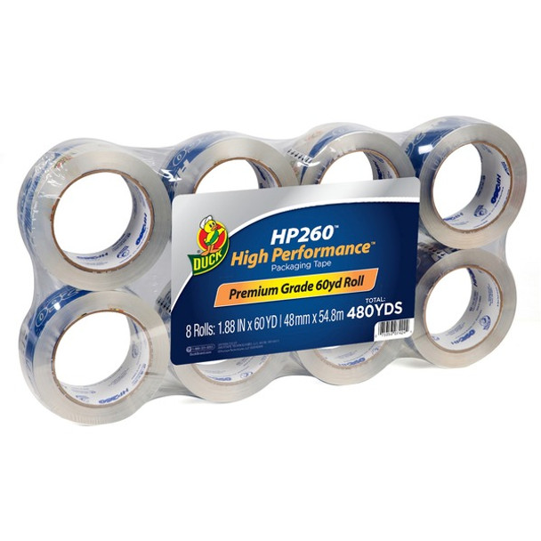 Duck HP260 High Performance Packaging Tape - 60 yd Length x 1.88" Width - 3.1 mil Thickness - UV Resistant - For Sign, Sealing, Shipping, Packing - 8 / Pack - Crystal Clear