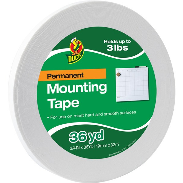 Duck Brand Brand Double-sided Foam Mounting Tape - 36 yd Length x 0.75" Width - For Mounting, Crafting, Name Plate, Sign - 1 / Roll - White