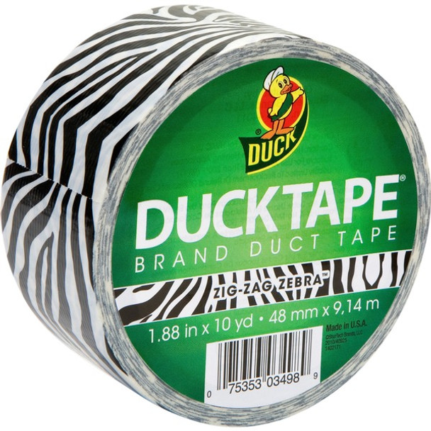 Duck Brand Brand Printed Design Color Duct Tape - 10 yd Length x 1.88" Width - For Repairing, Color Coding - 1 / Roll - Zebra