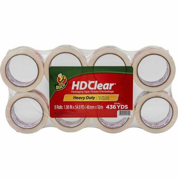 Duck Brand HD Clear Packing Tape - 54.60 yd Length x 1.88" Width - 2.6 mil Thickness - 3" Core - Acrylic - UV Resistant, Temperature Resistant - For Sealing, Shipping, Storing, Label Protection - 8 / Pack - Crystal Clear