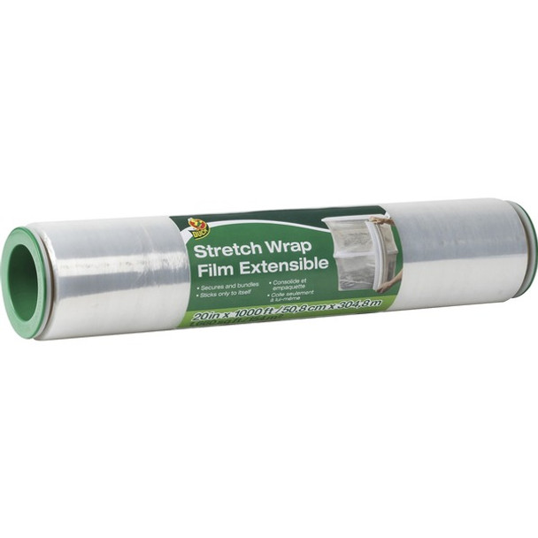 Duck Extensible Stretch Wrap Film - 20" Width x 1000 ft Length - Non-adhesive, Durable, Handle, Self-stick - Plastic Film - Clear - 1Each