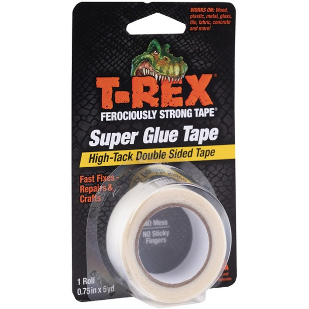 T-REX Double Sided Super Glue Tape - 15 ft Length x 0.75" Width - Acrylic - 1 Each - White
