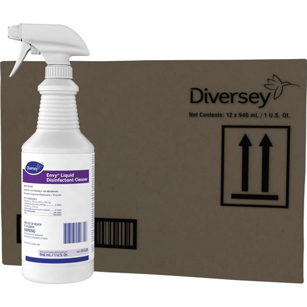 Diversey Envy Liquid Disinfectant Cleaner - Ready-To-Use - 32 fl oz (1 quart) - Lavender, Ammonia Scent - 1 Each - Clear