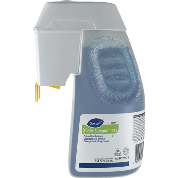 Diversey Suma Supreme Pot/Pan Detergent Refill - For Pan - Concentrate - 84.5 fl oz (2.6 quart) - Floral Scent - 1 Each - Blue