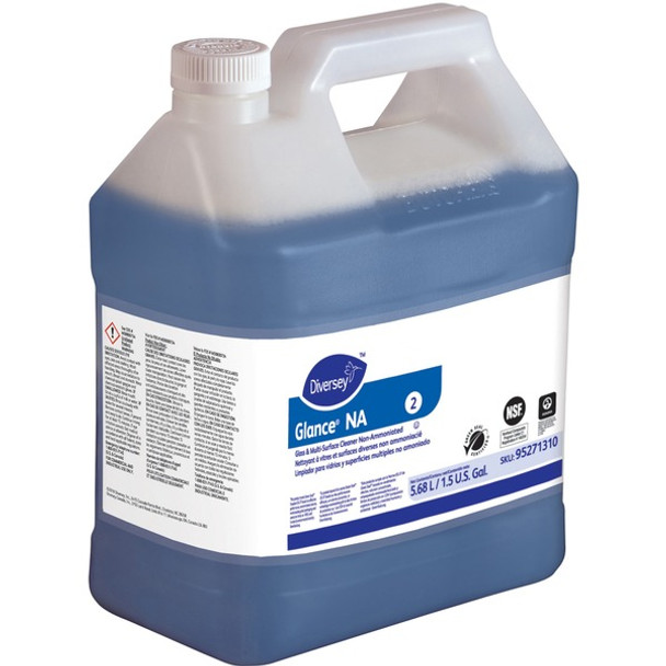 Diversey Glance Non Ammoniated Glass/MultiSurface Cleaner - Ready-To-Use/Concentrate - 192 fl oz (6 quart) - Mild Scent - 2 / Carton - Blue