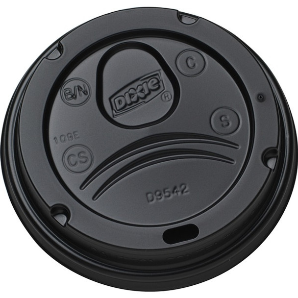 Dixie Hot Cup Lid - Dome - 10 / Carton - 100 Per Pack - Black