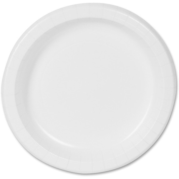 Dixie Basic&reg; 8-1/2" Lightweight Paper Plates by GP Pro - Microwave Safe - White - Paper Body - 125 / Pack