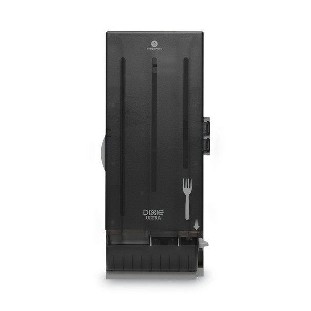 SmartStock Mediumweight Polystyrene Dispenser, Holds 120 Forks, 10 x 8.78 x 24.75, Translucent Black