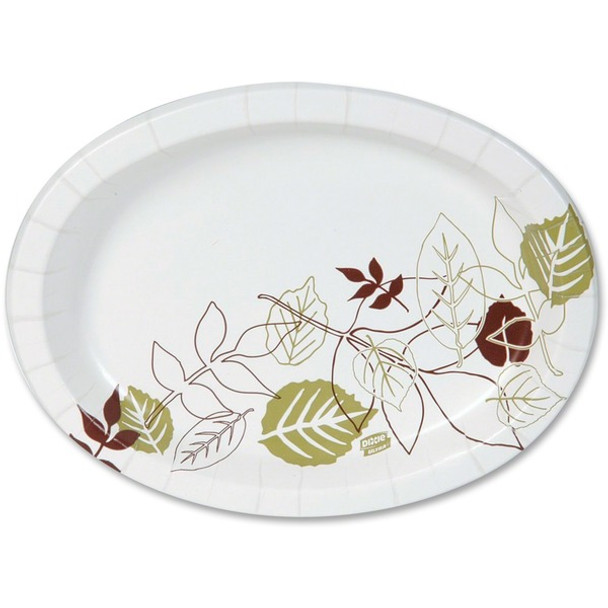 Dixie Ultra&reg; Pathways 11" Heavyweight Paper Platters by GP Pro - 125 / Pack - Pathways - Disposable - Microwave Safe - White, Brown, Green - Paper Body - 4 / Carton